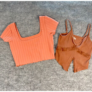 Aerie Offline Crop Top Hollister Lace Cami Lot Ribbed Tops Medium 2 pieces lot